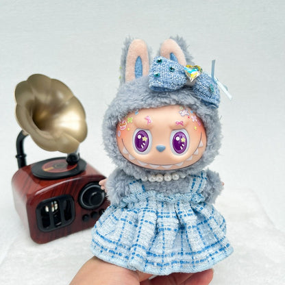 Labubu Doll Skirt Outfit with Bow and Hair Accessories - Yellow, Purple, Blue
