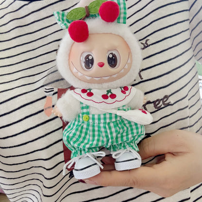 Only clothes] the first and second generation of blind box Rab cloth doll clothes green cherry satchel suit LABUBU for new