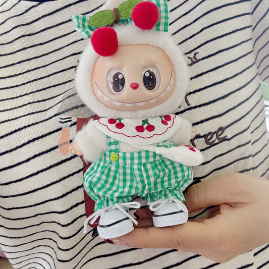 Only clothes] the first and second generation of blind box Rab cloth doll clothes green cherry satchel suit LABUBU for new
