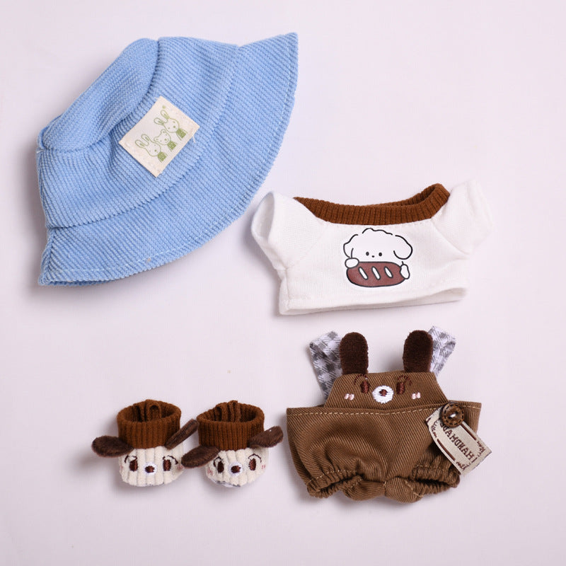 Only clothes] 17cm pendant cloth cloth clothes small brown dog suspenders suit baby clothes labubu cute