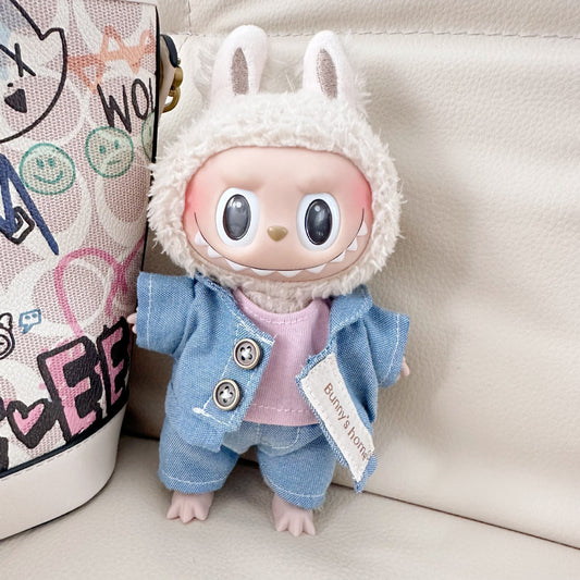 Only clothes] 17CM blind box cloth clothes tide cool powder shirt suit suit LABUBU white flower bud skirt