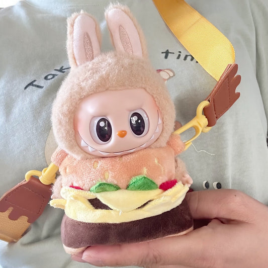 Clothes Only] One or Two Generation Blind Box Pendant Doll Labubu Sitting Pie Labubu Doll Coat with Hamburger