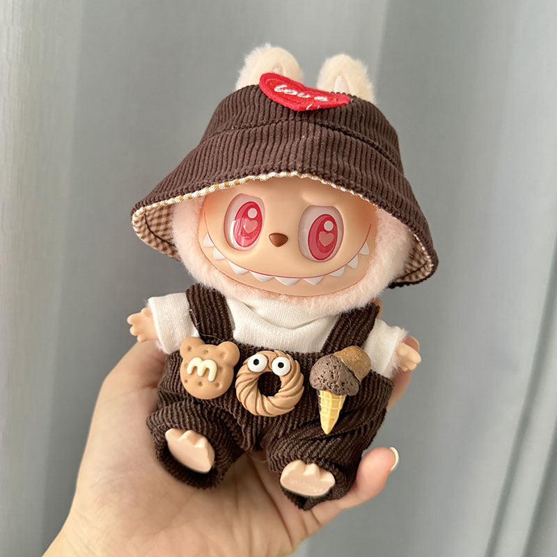 Only clothes] the first and second generation of Labubu clothes pendant pull cloth sit party doll cone suspenders suit