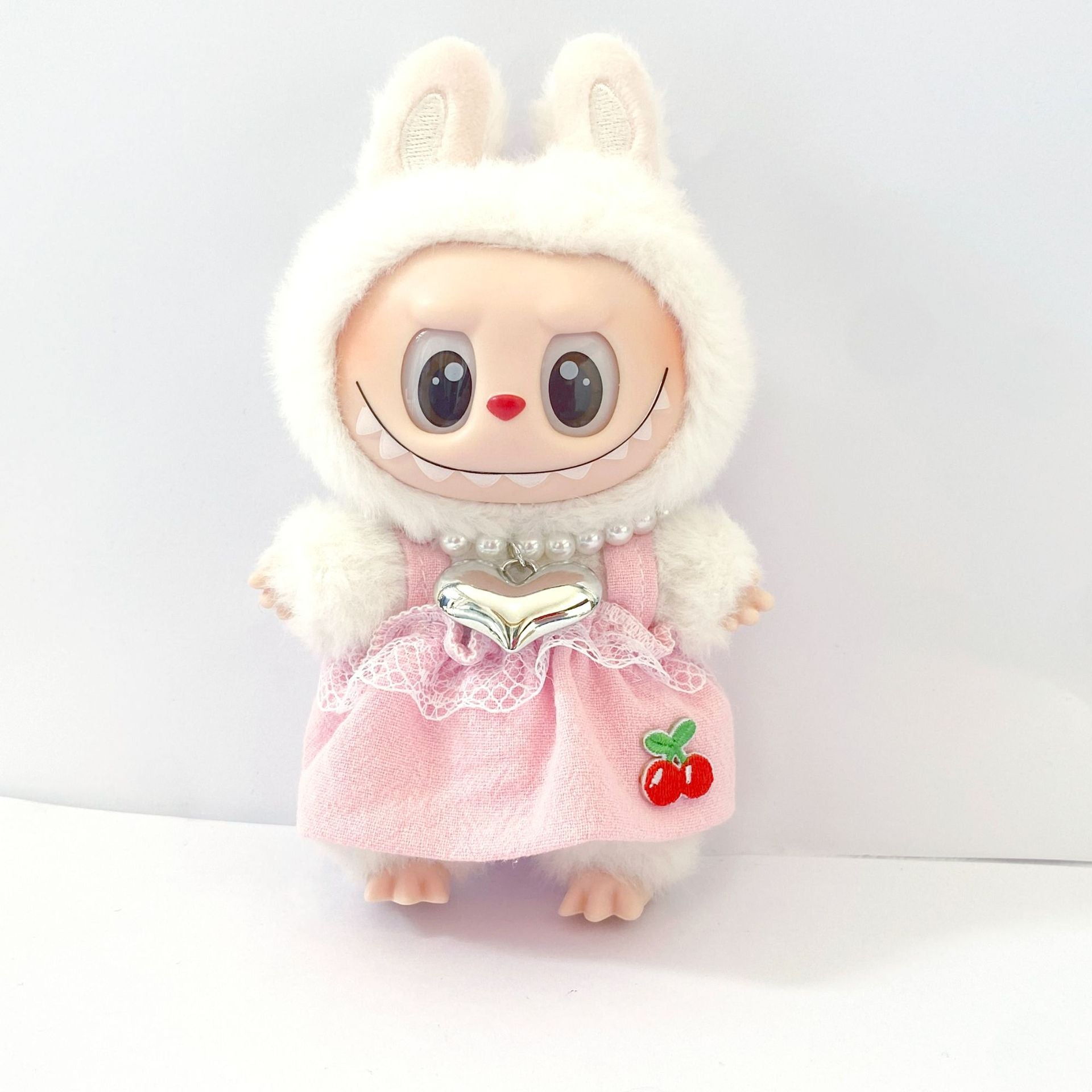Labubu Doll Princess Dress with Pearl Necklace - 17cm Doll Clothes