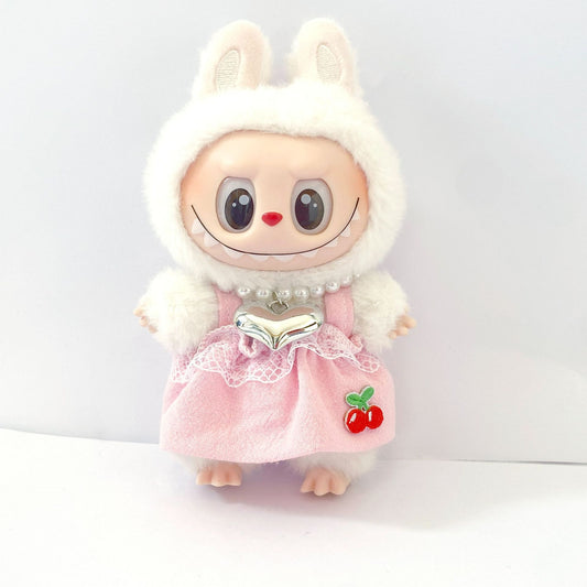 Labubu Doll Princess Dress with Pearl Necklace - 17cm Doll Clothes