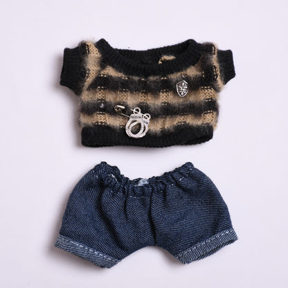Only clothes generation two generation blind box cloth cloth pendant clothes striped knitted jeans Labubu change baby clothes