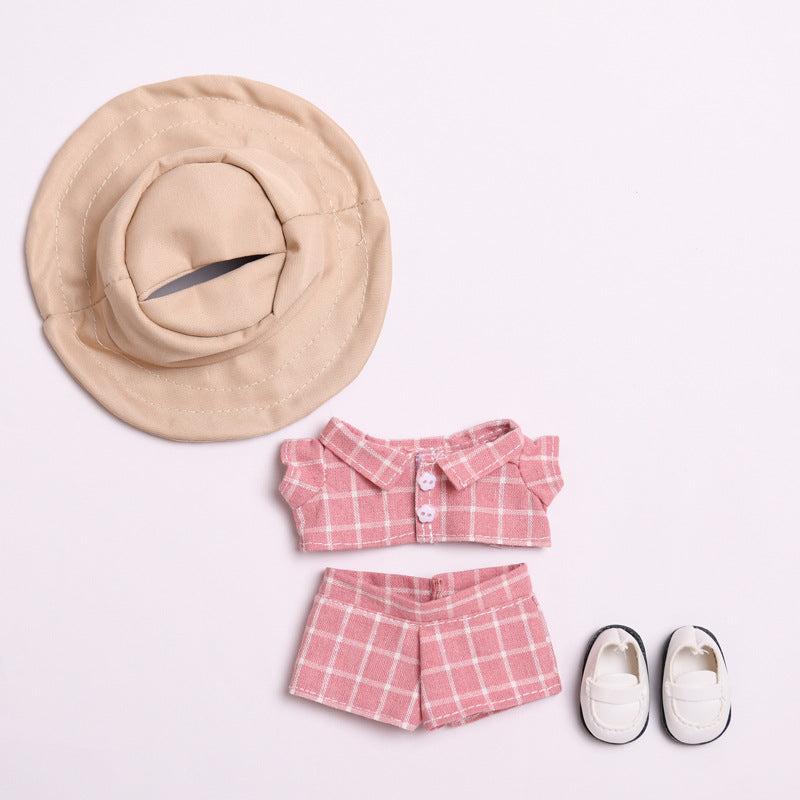Clothes Only] Generation II Blind Box Pendant Rab Clothes Powder Plaid Suit Dress Labubu Doll Clothes