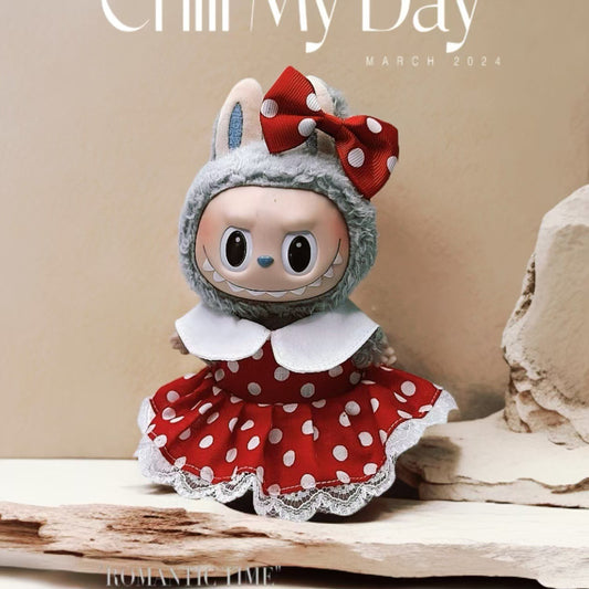 Labubu Doll Plaid Scarf & Bow Outfit Set for 1st & 2nd Gen Pendants