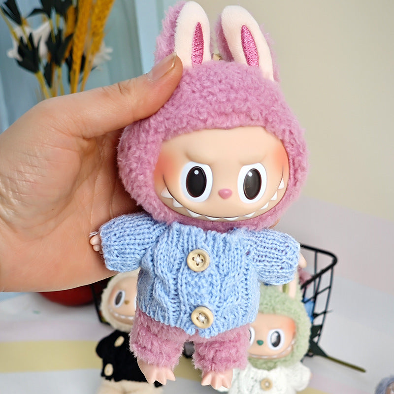 Sweater suitable for pulling cloth pendant clothes for knitted sweater 17cm labubu pendant doll clothes replacement