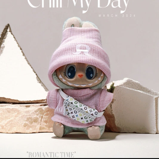 17cm Labubu Doll Pink Two-Piece Outfit Set