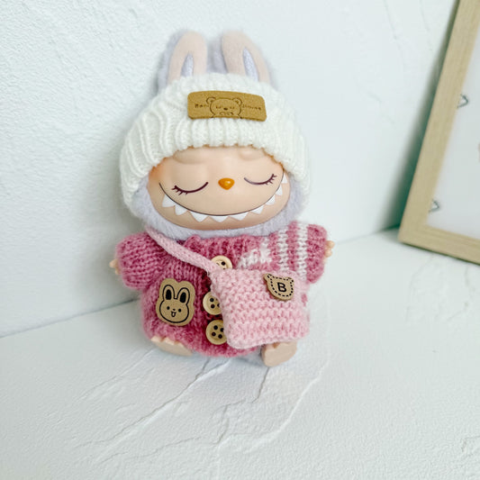 The first and second generation of blind box cloth clothes sweater hat backpack DIY with LABUBU sit party doll clothes