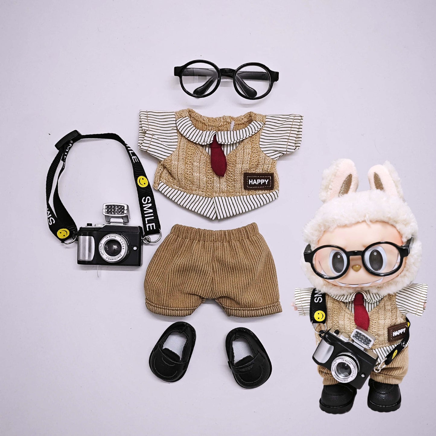 Labubu Doll Retro British 2-Piece Outfit with Accessories