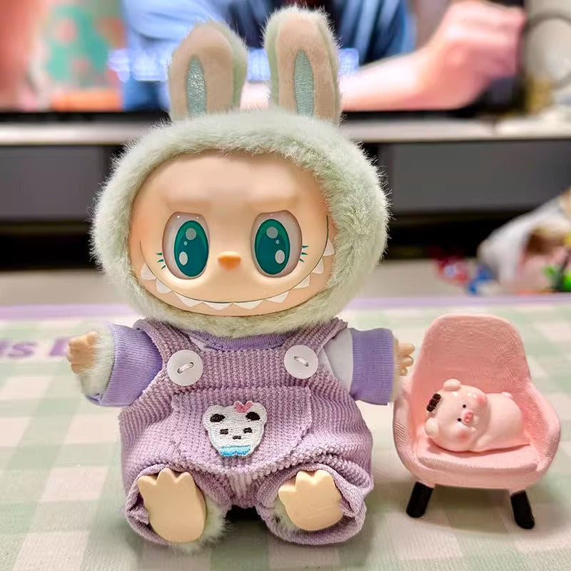 Clothes Only] First/Second Generation Pendant Labubu Clothes Rab Sit Party Doll Shark Elk suit