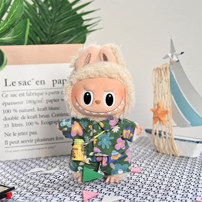 Labubu Doll Beach Outfit - 17cm Black & Blue
