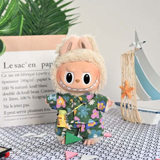 Labubu Doll Beach Outfit - 17cm Black & Blue