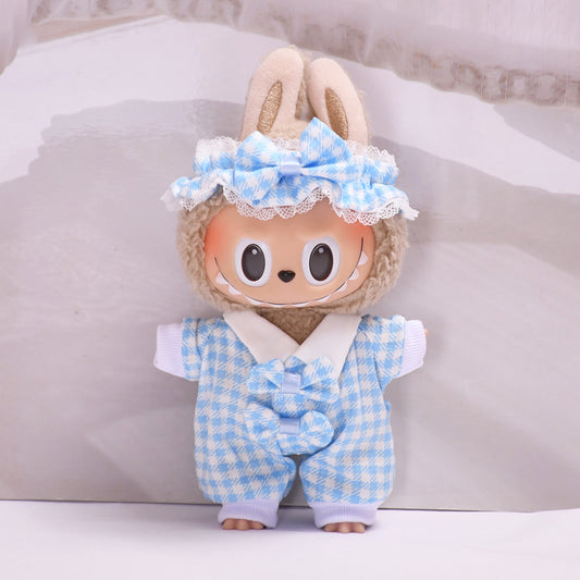 Only clothes] pendant labubu clothes for plaid pajamas suit climbing clothes 17cm cloth baby clothes