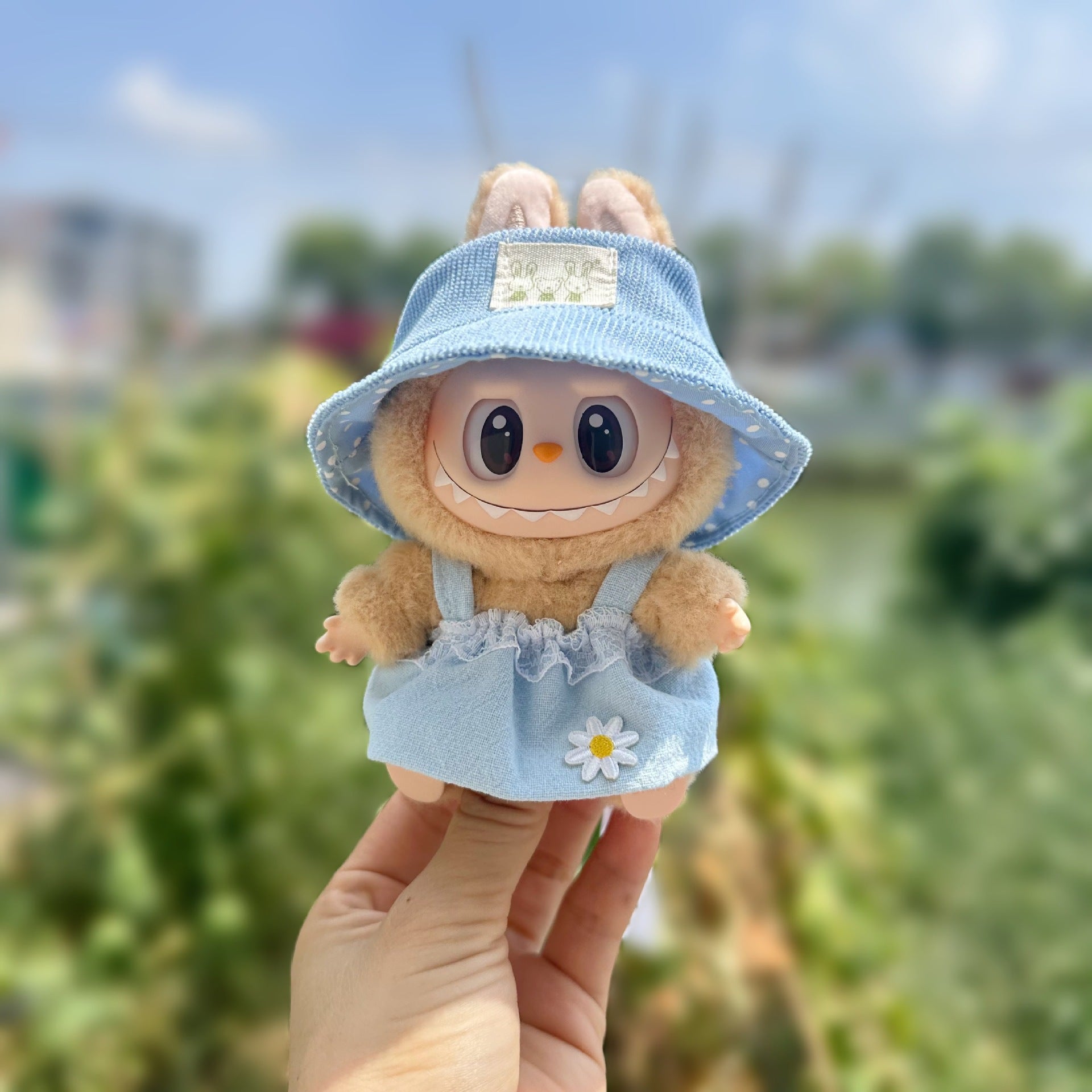 Baby Clothes Only] Second Generation Blind Box Rab Cloth Clothes Pendant Labubu Sitting Party Baby Clothes Daisy Suspender Skirt