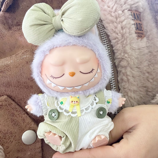MACARO Rab Cloth Clothes Spring New Pink White Kitten Strap Suit Second Generation LABUBU Doll Cute