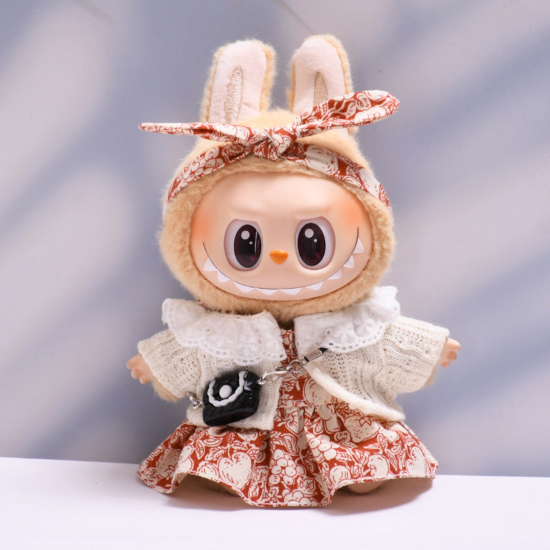 Only clothes] 17cm pendant pull cloth cloth for clothes spring and summer dress suit labubu baby dress cute