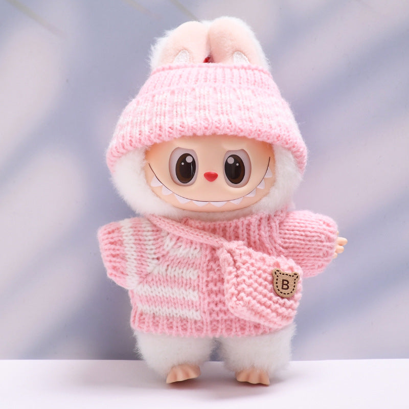 Labubu Doll Striped Sweater & Hat Outfit for 1st & 2nd Gen Pendants