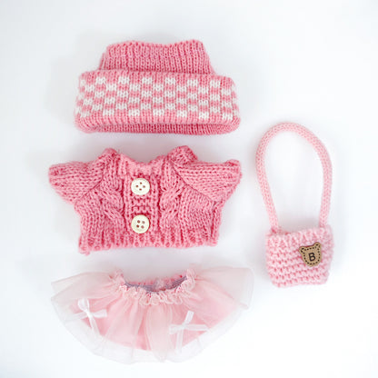 Labubu Doll Outfit - 17cm Sweater, Skirt & Accessories Set