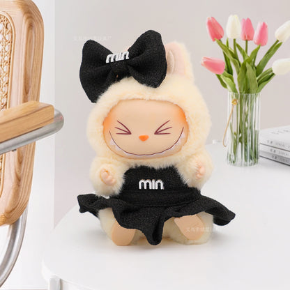 Labubu Doll Princess Dress Set with Bow - Mini Outfit for 10cm & 17cm Dolls