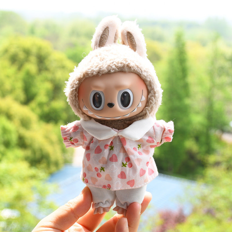 Only baby clothes] 17cm blind box cloth hanging clothes bear corduroy suspenders pants T-shirt key chain baby clothes