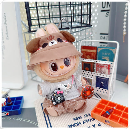 Labubu Doll Outfit - Plaid Suit, Hat & Accessories for 10cm & 17cm Dolls