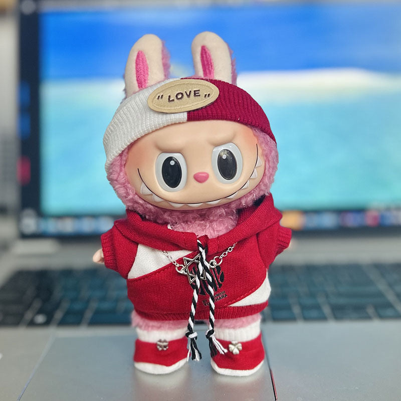 Only clothes] LABUBU doll 17CM key chain cloth cloth clothes Bailey suit pendant doll clothes full
