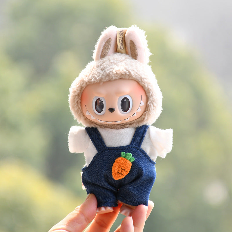 Only baby clothes] 17cm blind box cloth hanging clothes bear corduroy suspenders pants T-shirt key chain baby clothes