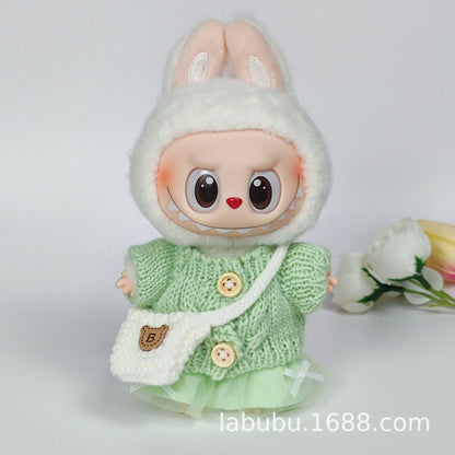 Labubu Doll Outfit - 17cm Sweater, Skirt & Bag Set for 1st-3rd Gen