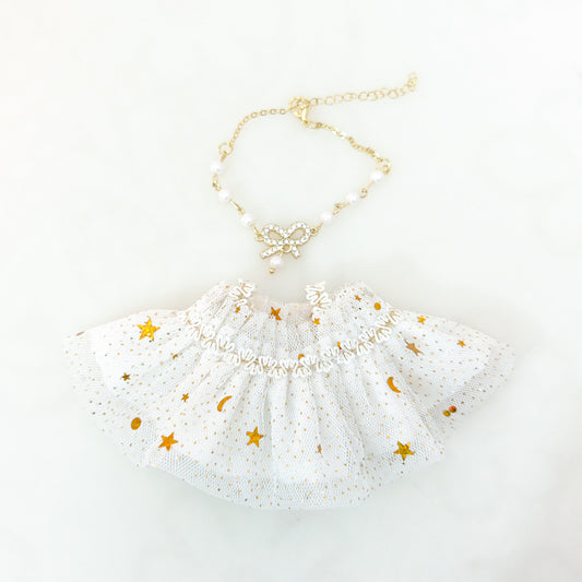 Labubu Doll Sparkling Star Skirt Outfit with Accessories for 17cm Vinyl Doll