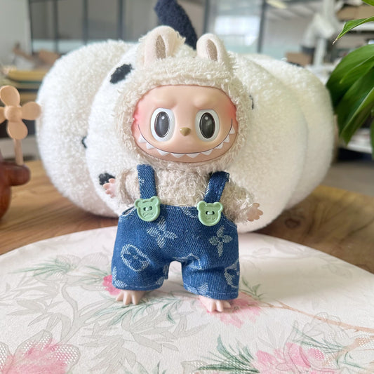 Only clothes] blind box pull cloth doll clothes 17CM pendant LABUBU suit for four-leaf clover suspenders