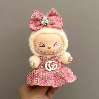 17cm Labubu Pendant Doll Vinyl Labubu Doll Can Wear suit for Plush Toy Clothes
