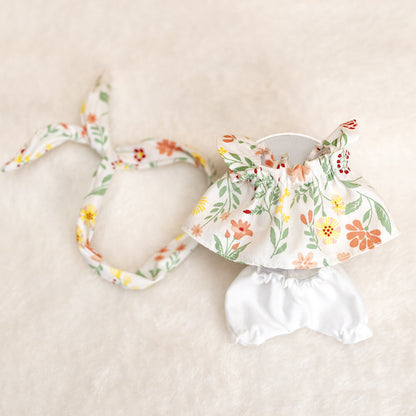 Labubu Doll Outfit - 17cm Plaid Suspenders Skirt & Headband Set
