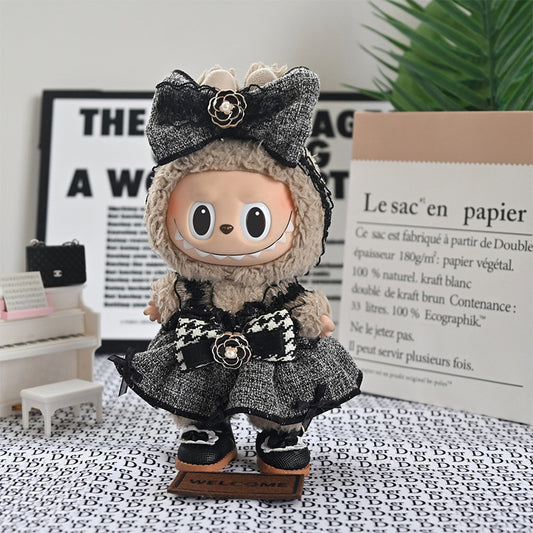 Labubu Doll Gray Mini Skirt Outfit for 17CM Pendant Doll