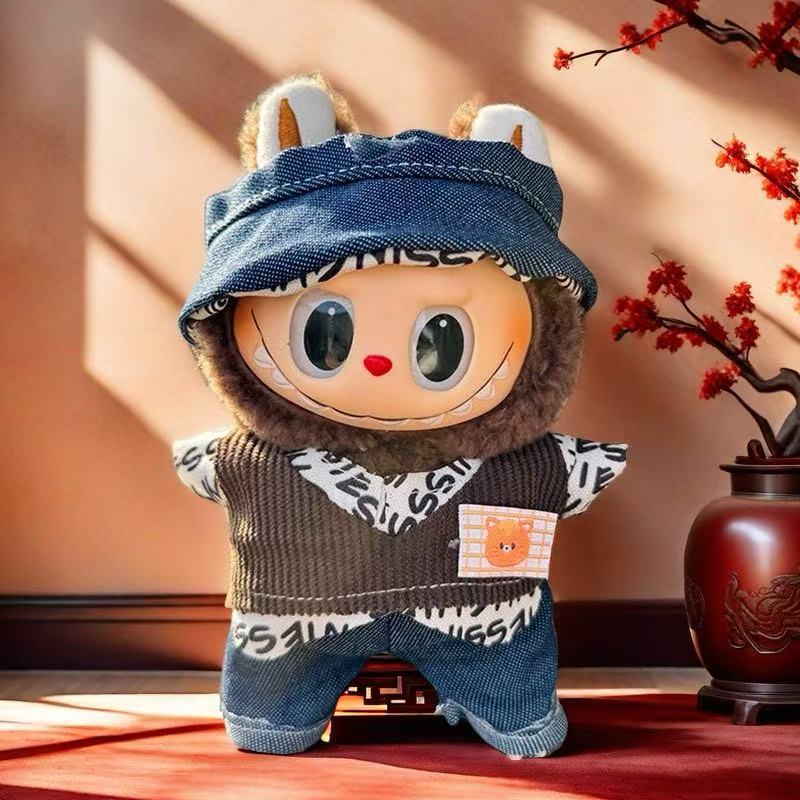 Wholesale labubu labubo doll clothes 17cm blind box pendant one or two generation vinyl doll replacement clothes suit