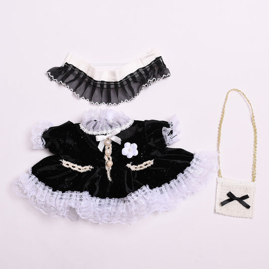 Labubu 38cm Black Gold Velvet Dress Set - Cute Baby Clothes