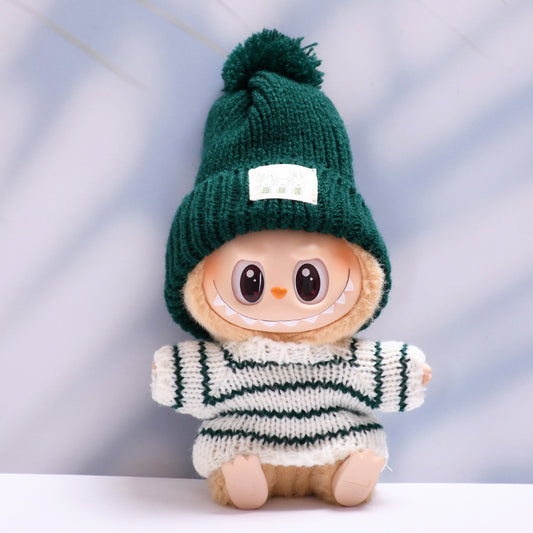 Only clothes] one or two generations of cloth pendant striped sweater hat pants skirt Labubu change baby clothes