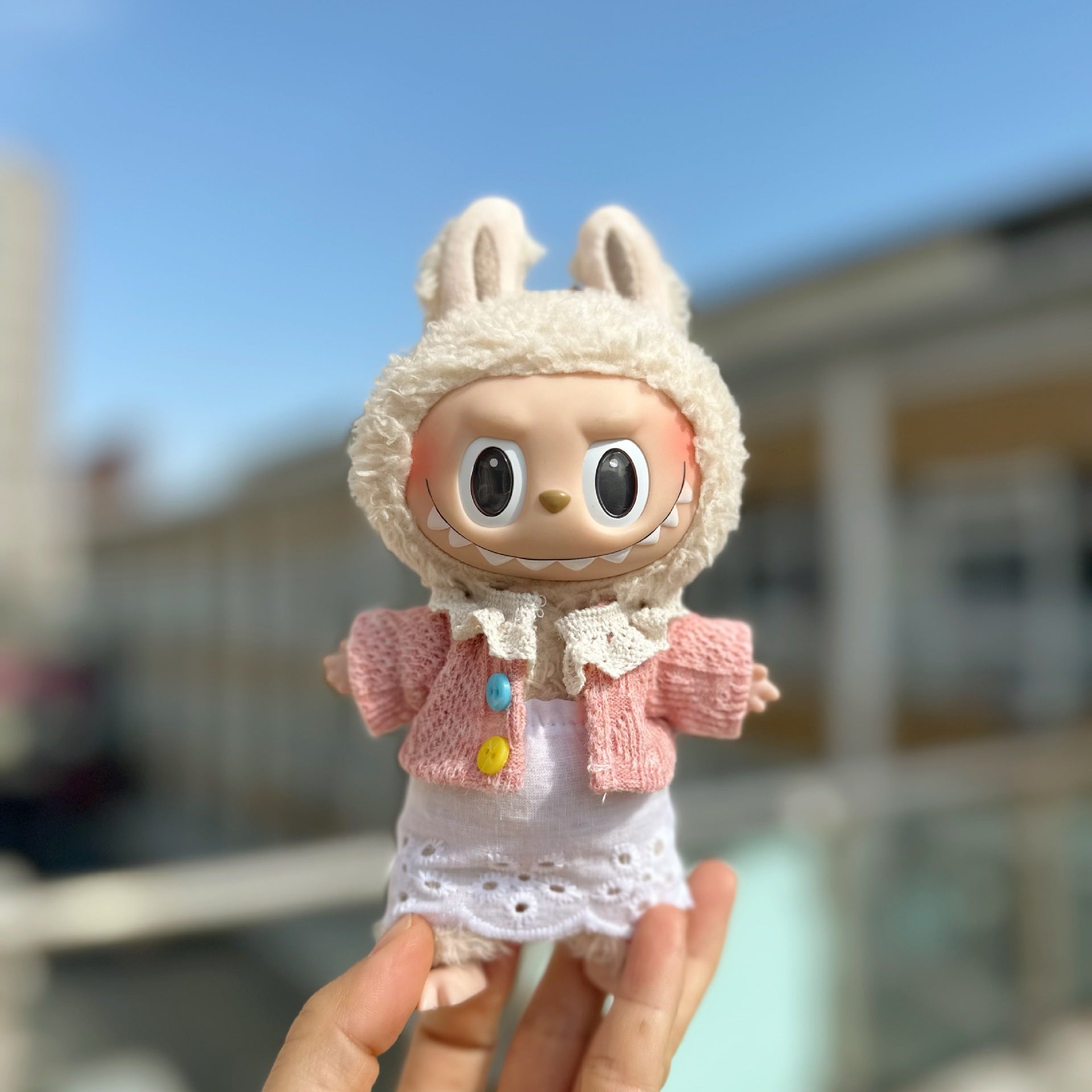 Clothes Only] Bubble Mart 17CM Labu Doll Skirt Keychain LABUBU Strapless Cardigan suit Cute