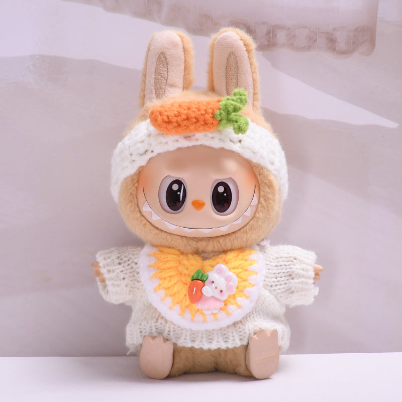 Labubu Doll Baby Clothes Set - Striped Sweater, Bib & Headband