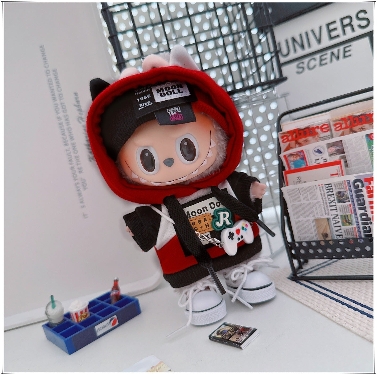 Labubu Doll Frenzy Style Outfit - Sweater & Hair Band for 17cm Vinyl Doll