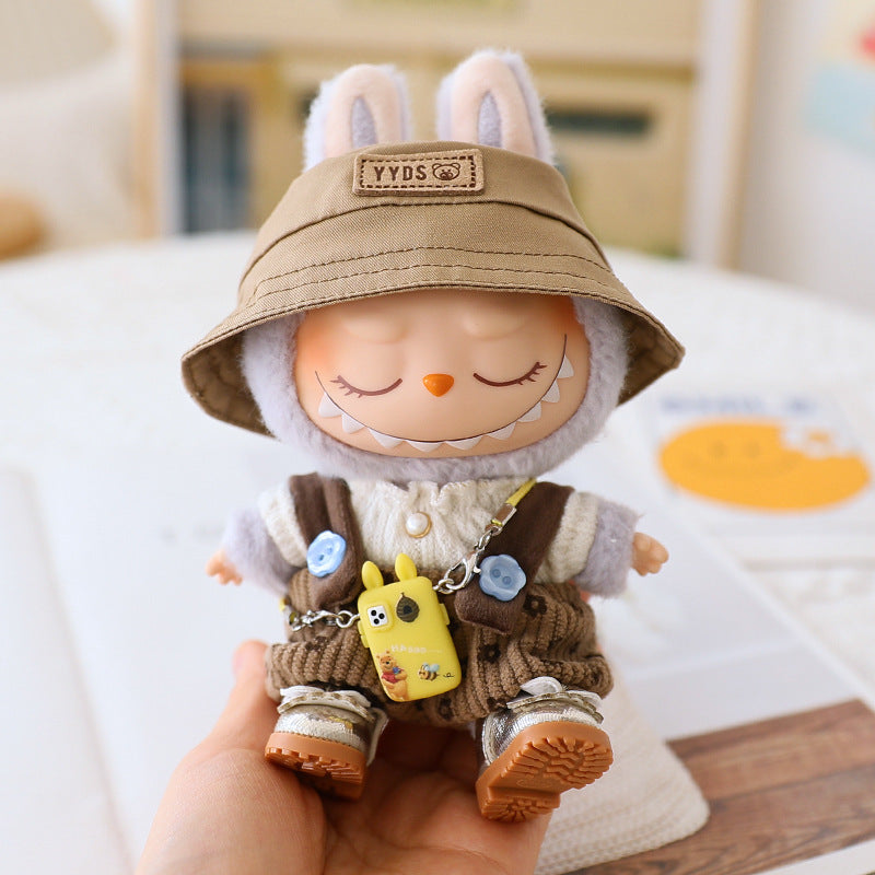 The second generation of cloth cloth clothes vinyl doll sitting party labubu replacement pants hat shoes