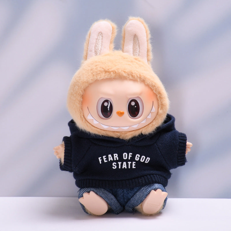 Only clothes] the first and second generation of blind box Labubu pendant clothes hooded vests jeans pull cloth doll clothes