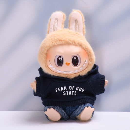 Only clothes] the first and second generation of blind box Labubu pendant clothes hooded vests jeans pull cloth doll clothes