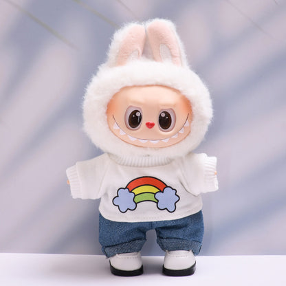 Only baby clothes] one or two generation pendant labubu clothes rainbow white T jeans suit suit labubu baby clothes