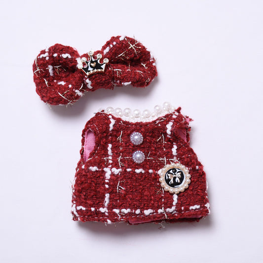 Labubu Doll Red Skirt Outfit for 17cm Vinyl Doll - Baby Clothes Style