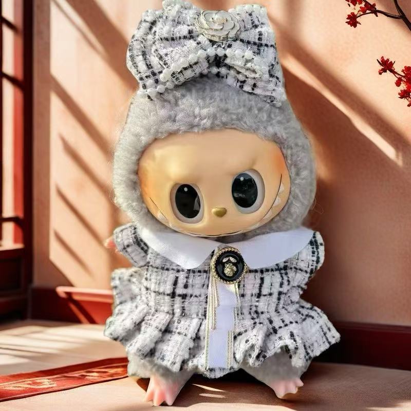 Wholesale labubu labubo doll clothes 17cm blind box pendant one or two generation vinyl doll replacement clothes suit