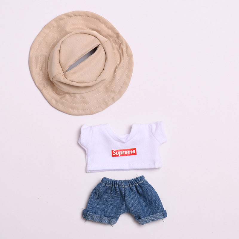 Only clothes] 17cm blind box pull cloth clothes for Labubu vinyl pendant doll casual T-shirt suit