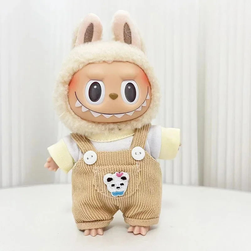 Only clothes] 17CM cloth cloth clothes 15CM doll Denim straps cartoon plaid suit hot sale
